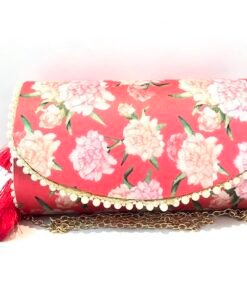 Vintage Floral Tassel Clutch (Red)