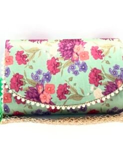 Vintage Floral Tassel Clutch (Green)