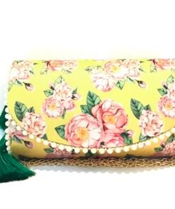 Vintage Floral Tassel Clutch (Yellow)