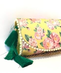 Vintage Floral Tassel Clutch (Yellow) - Image 4