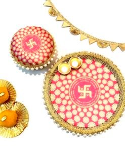 Alternative view of Swastika Pooja Thali with Sweet Box
