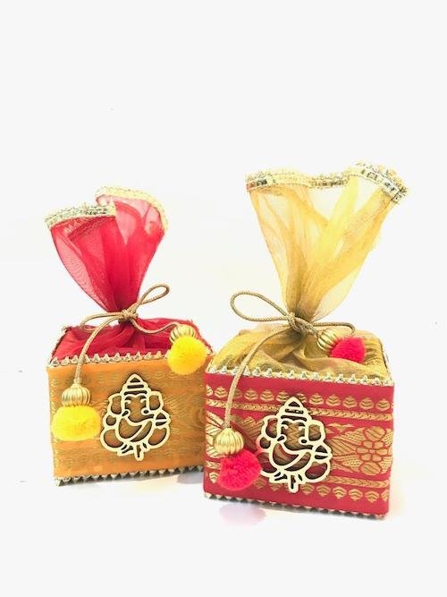 Square Ganpati tissue Sweet Box