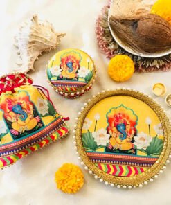Ganesha Floral Thali Set with sweet box & potli - Image 3
