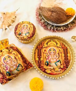 Swarna Ganpati Thali Set with sweet box & ppotli