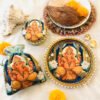 White lily Ganpati Thali Set with sweet box & potli