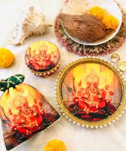 Surya Ganpati Thali Set with sweet box & potli