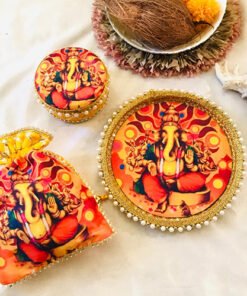 Ganpati Thali Set with sweet box & potli