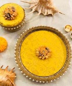 Brocade Floral Thali with sweet box - Image 4