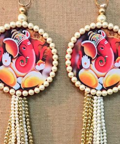 Alternative view of Ganesha Multi coloured Pearl Tassle Wall hanging