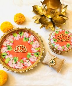 Rakshabandhan Pooja Thali ( 8 inch) with Sweet Box and Rakhi