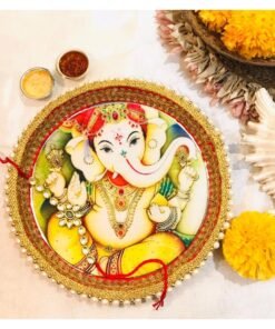 Ganpati Rakhi Pooja Thali (8 inch) with Rakhi