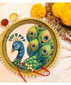 Peacock Rakhi Pooja Thali (8 inch) with Rakhi