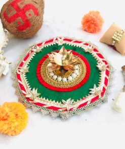 Gota sitara Rakhi thali with Kundan Rakhi