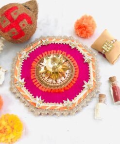 Gota sitara Rakhi thali with Kundan Rakhi - Image 3