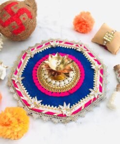 Gota sitara Rakhi thali with Kundan Rakhi - Image 4