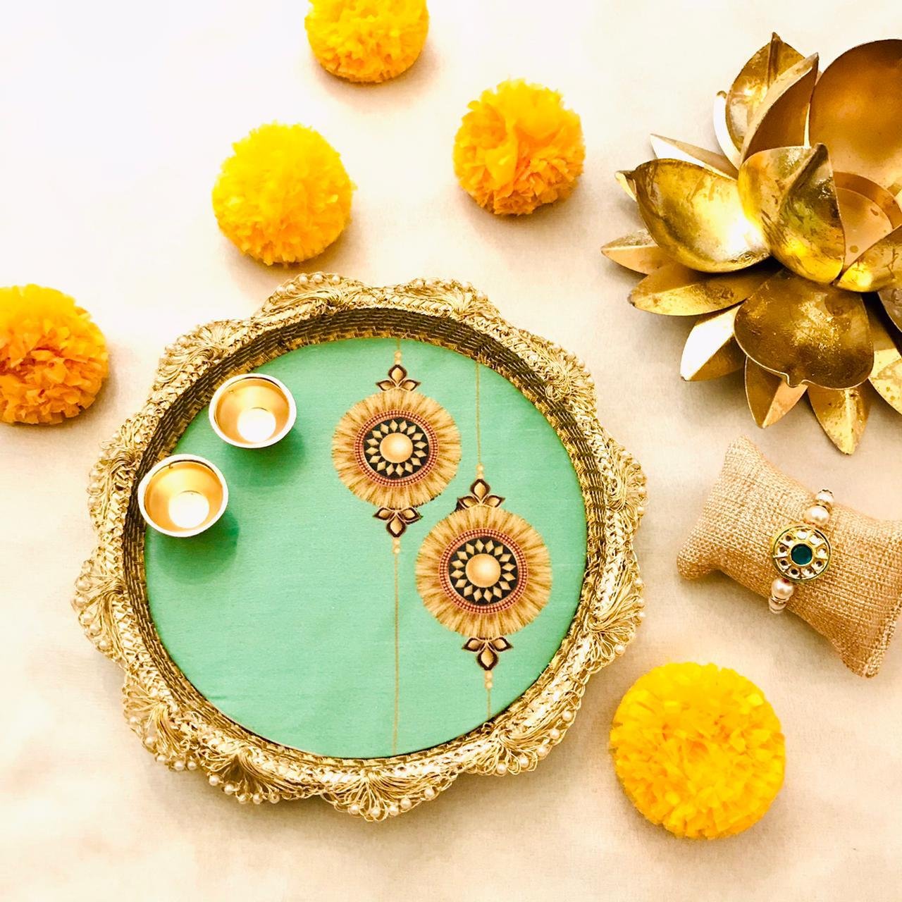 Digital Printed Rakhi Thali with Rakhi - Image 4