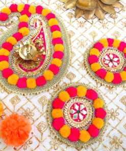 Alternative view of Paisley PomPom Floor Rangoli