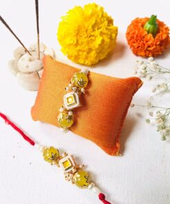 Kundan Pearl Rakhi & Lumba Set - Image 4