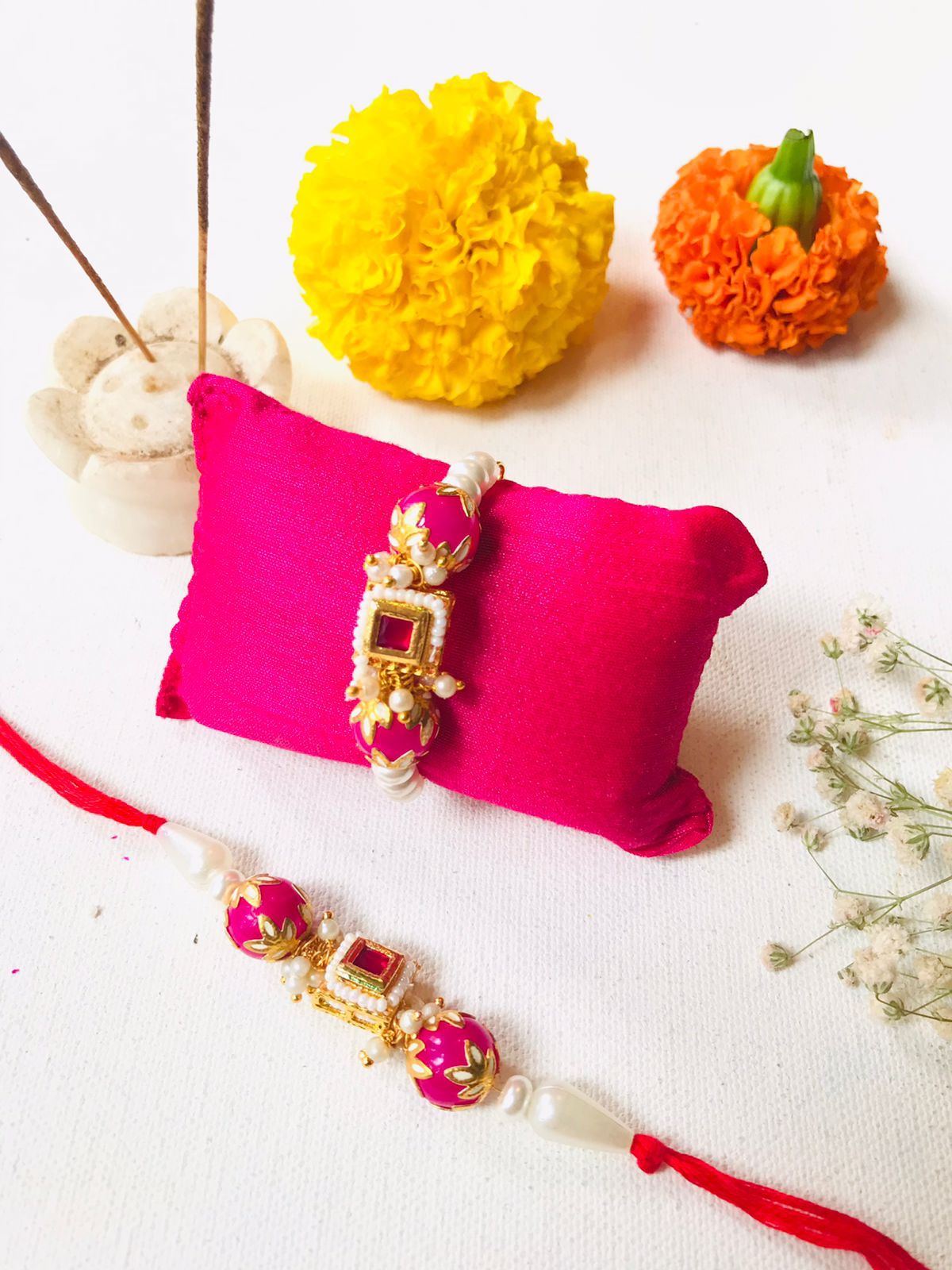 Kundan Pearl Rakhi & Lumba Set - Image 5