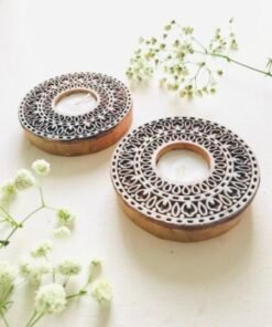 Circular Wood Block Candle (Set of two)