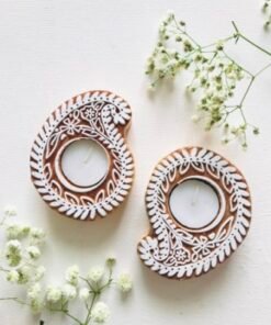 Alternative view of Paisley Wood Block Candle (Set of two)