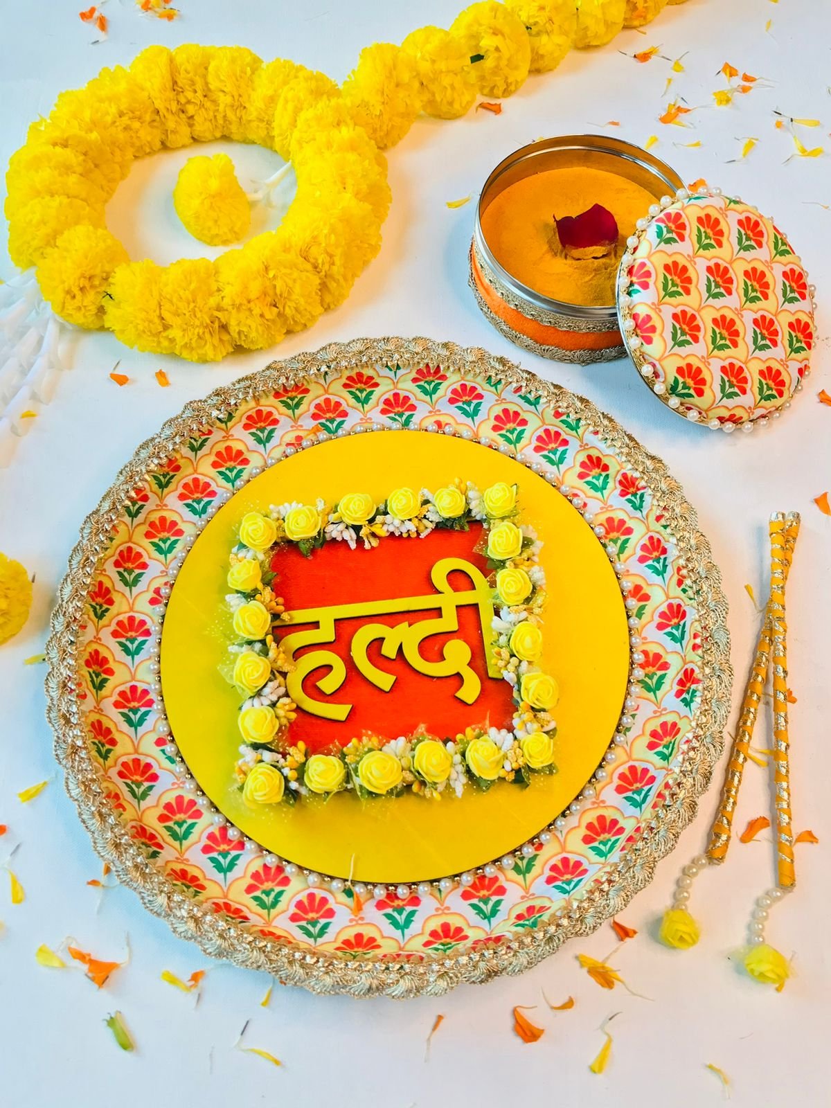 Floral Haldi Platter