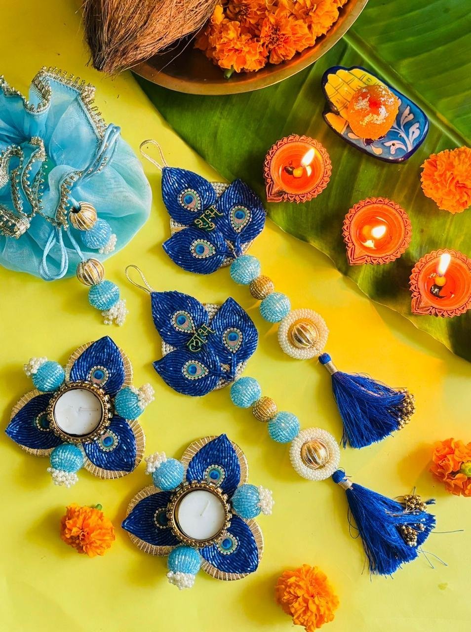 Mor Pankh Candle & Shubh Labh Set - Image 2