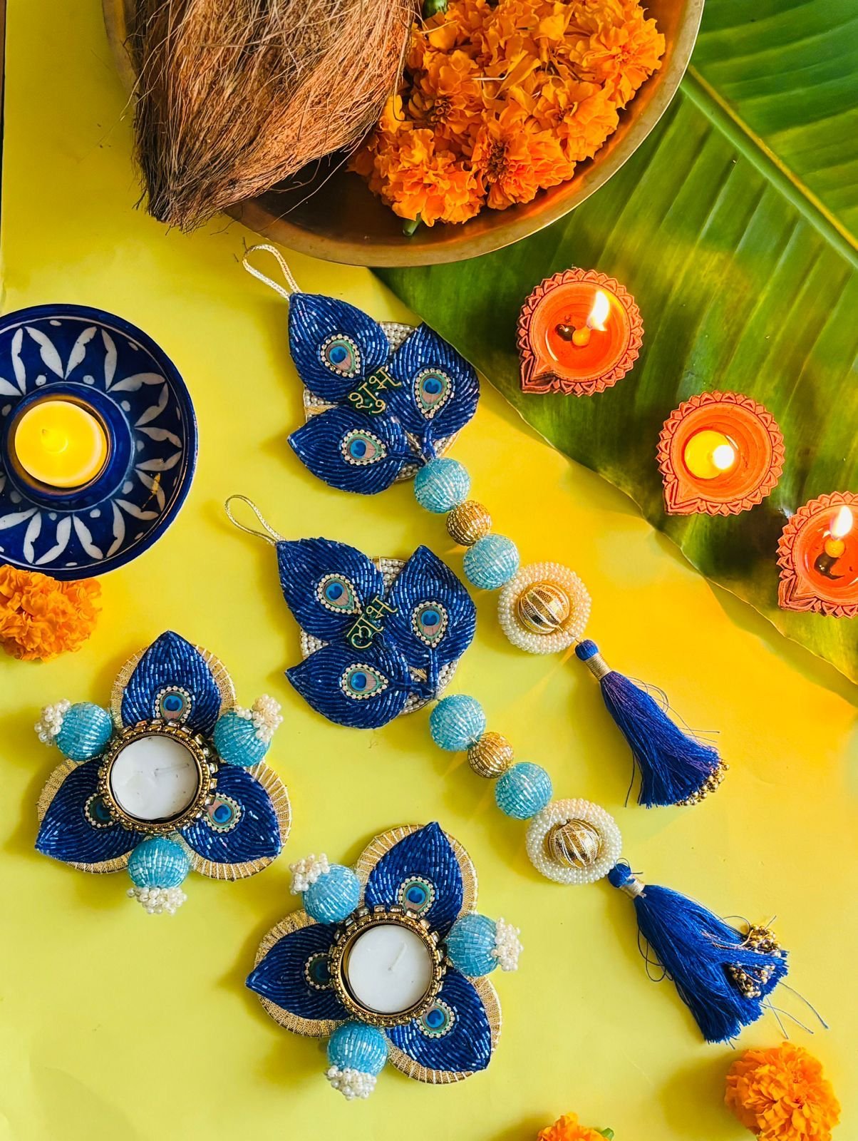 Mor Pankh Candle & Shubh Labh Set - Image 3