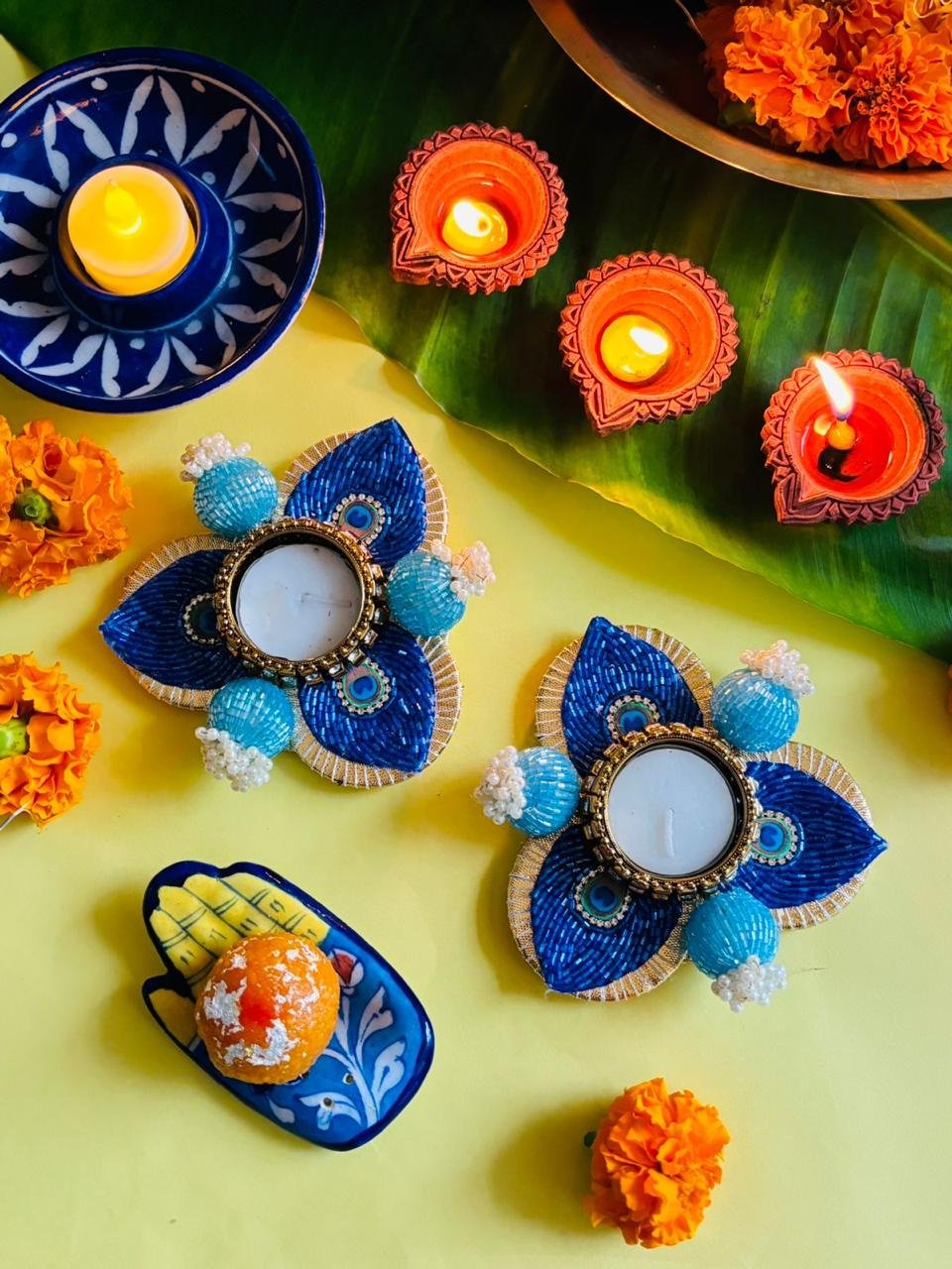 Mor Pankh Candle & Shubh Labh Set