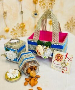 Alternative view of Rakhi Velvet Basket Hamper with floral decor