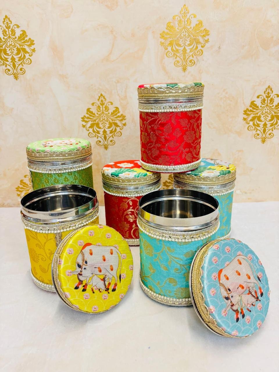 Pichwai Round Steel Boxes