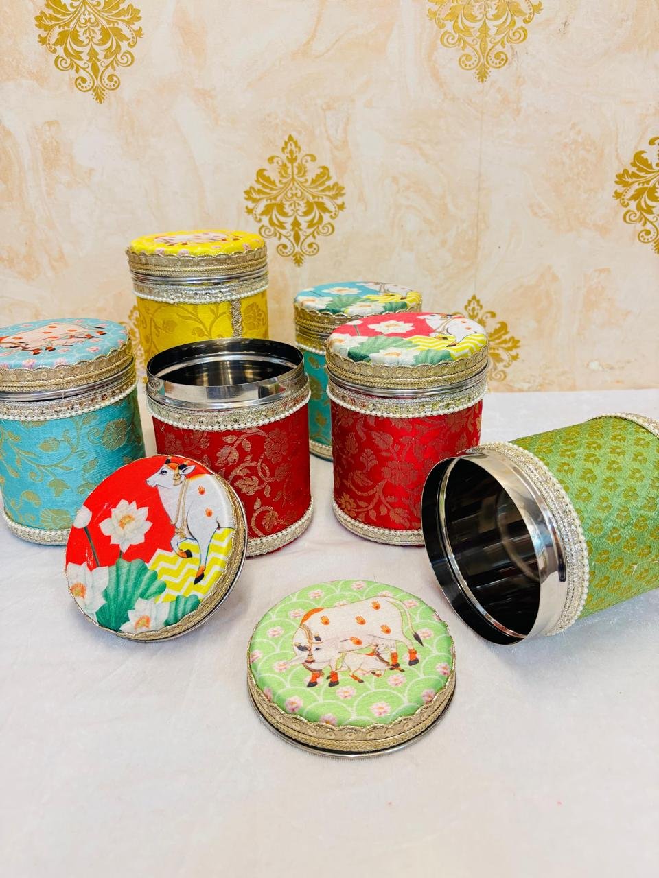 Pichwai Round Steel Boxes - Image 2