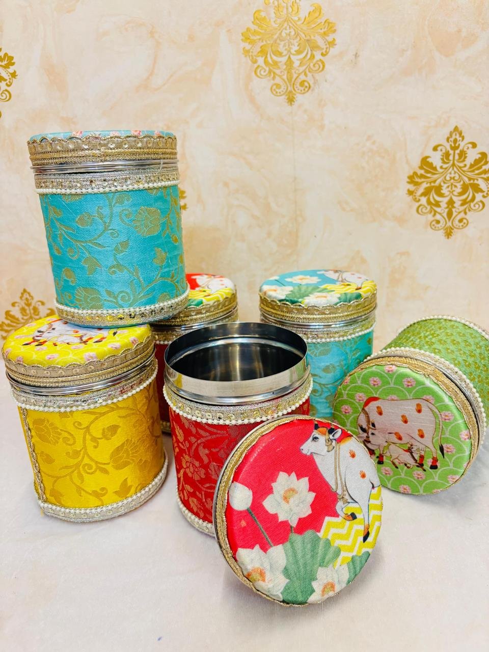 Pichwai Round Steel Boxes - Image 3