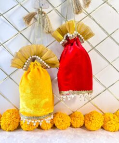 Round velvet Potli with tassel - Image 3
