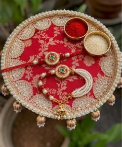 Alternative view of Brocade Rakhi Thali Platter