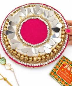 Alternative view of Rakhi Platter combined with mirror and pearls