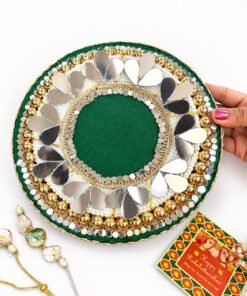 Rakhi Platter combined with mirror and pearls - Image 3
