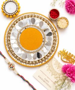 Rakhi Platter combined with mirror and pearls