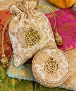Alternative view of Banarasi Brocade Ganesha Potli and Box Combo