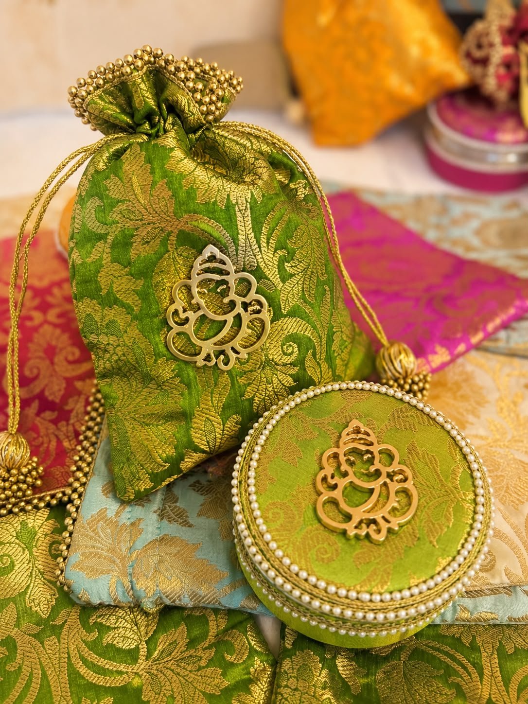 Banarasi Brocade Ganesha Potli and Box Combo - Image 5