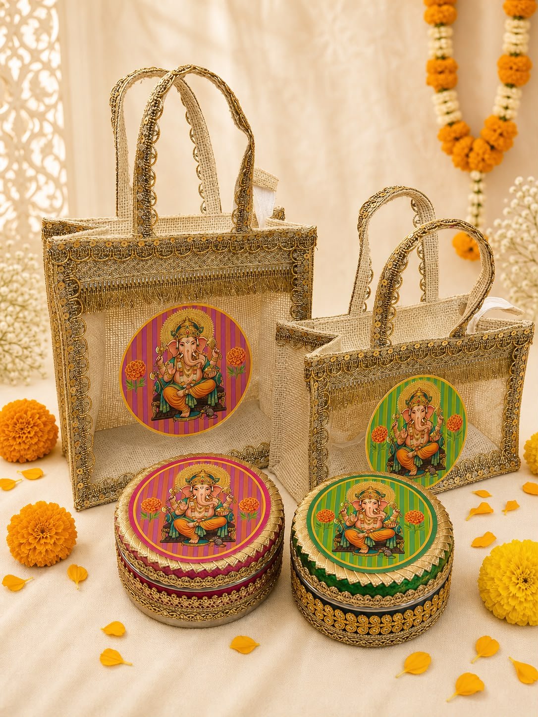 Ganpati Favour Bag and Box Combo