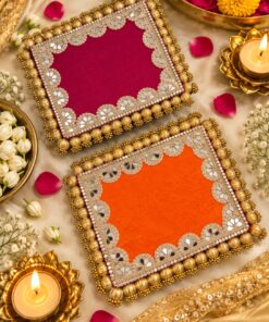 Alternative view of Velvet | Gota | Mirrors | Tassels Reversible Rangolis Mats